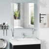 Armadietto Bagno con 3 Ante Specchiate e Ripiani Regolabili, 70x15x60cm, Bianco