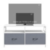 Mobile TV 45" max in MDF e Tessuto non Tessuto con 2 Cassetti e 2 Ripiani, 100x30x53 cm, Bianco e Grigio