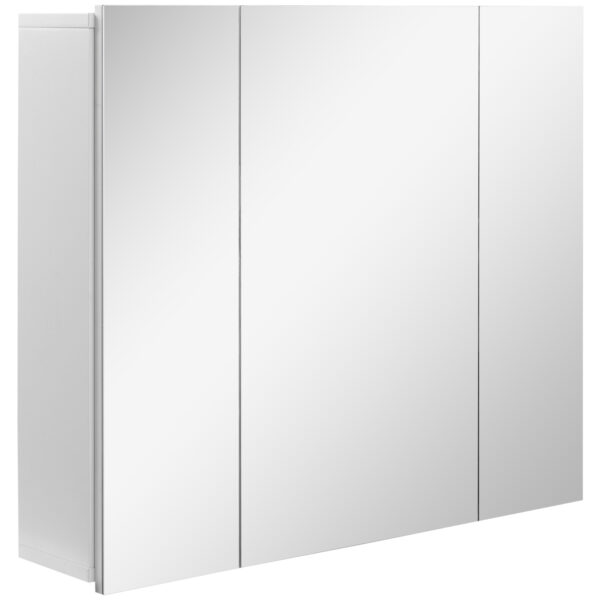 Armadietto Bagno con 3 Ante Specchiate e Ripiani Regolabili, 70x15x60cm, Bianco