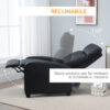 Poltrona Relax Massaggiante con Telecomando e 8 Programmi, Reclinazione e Poggiapiedi, 68x88x98cm, Nero