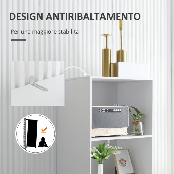 Mobile da Salotto con 3 Cassetti e 2 Ripiani Aperti, Credenza Moderna in Truciolato e Legno di Pino, 50x39x169.5 cm, Grigio e Bianco