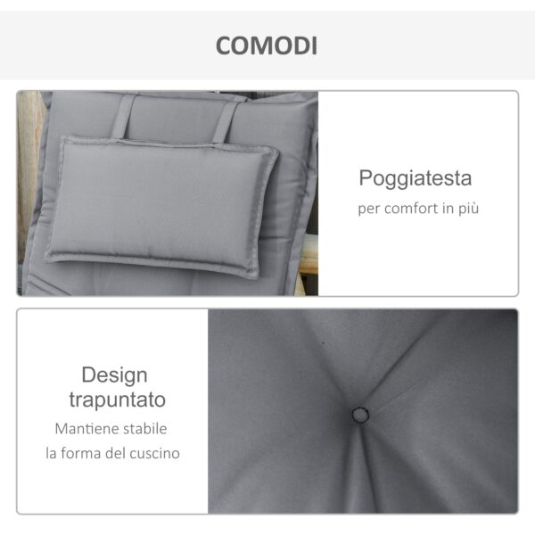 Set 2 Cuscini da Esterno e Interno Imbottiti per Sedie a Schienale Alto in Poliestere, 50x120x9cm Grigio Scuro