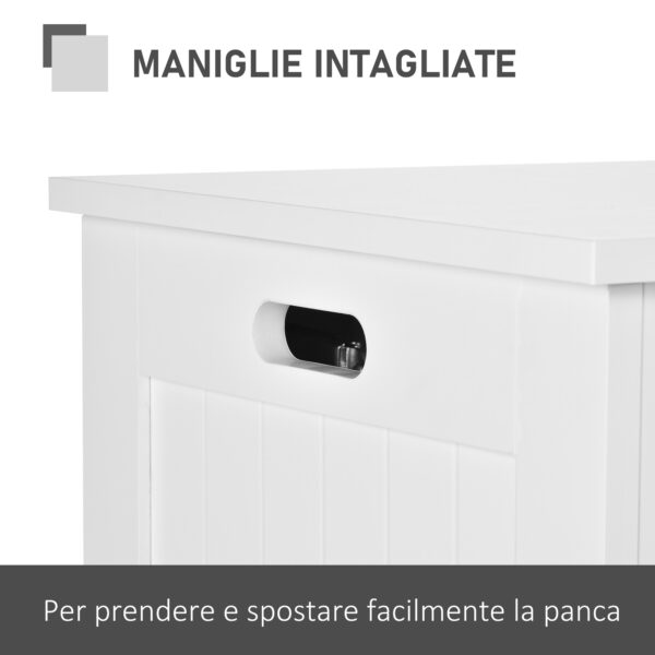 Panca Contenitore Multiuso in Legno MDF Apertura con Blocco di Sicurezza, 81x40x46cm, Bianco