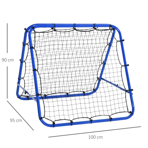 Rete da Calcio Rebounder Pieghevole con Angolo Regolabile e Picchetti, 100x95x90 cm, Blu