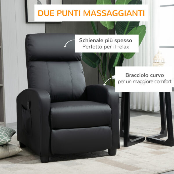 Poltrona Relax Massaggiante con Telecomando e 8 Programmi, Reclinazione e Poggiapiedi, 68x88x98cm, Nero