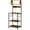 Scaffale Cucina con Multipresa, Ripiani e Ganci Stile Industriale, 60x42x153cm, Marrone