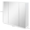 Armadietto Bagno con 3 Ante Specchiate e Ripiani Regolabili, 70x15x60cm, Bianco