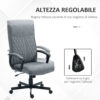 Sedia da Ufficio Girevole con Funzione Dondolo e Altezza Regolabile, 65x65x102-112.5cm, Grigio