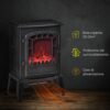 Camino Elettrico con Effetto Fiamma, Temperatura Regolabile Copertura 20-25m² - Nero