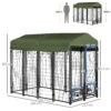 Kennel per Cani in Acciaio per Interni ed Esterni con Tettuccio in Tessuto Oxford e 2 Ciotole, 244x122x183 cm