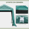 Tendone Garage da esterno per Microcar, Minicar, Moto, Scooter, Biciclette o Attrezzi, in Metallo e Tessuto PE, 240x200x202cm, Verde