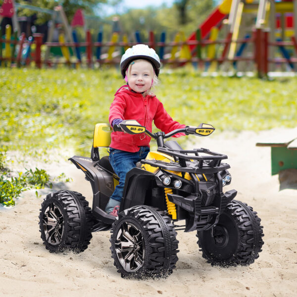 Quad per Bambini Elettrico 12V con Fari Funzionanti e Pedale, Batteria Ricaricabile, Età 3-5 Anni, 100x65x73cm - Nero/Giallo