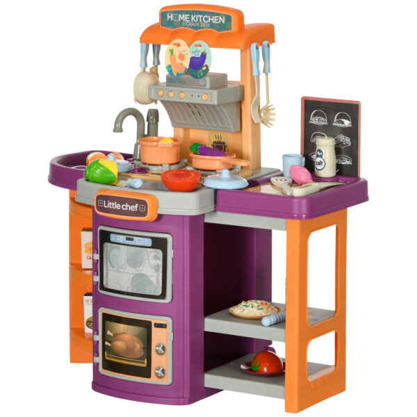 Cucina Giocattolo per Bambini 3-6 Anni Pieghevole con Accessori, Suoni e Luci, 52x29x61 cm