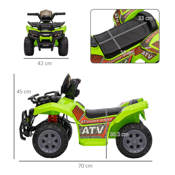 Quad Elettrico per Bambini con Batteria Ricaricabile 6V Età 18-36 Mesi - Verde