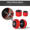 Set pesi da 20kg in dotazione 1 Bilanciere e 2 Manubri , Dischi con Rivestimento in Plastica Antigraffio, Rosso