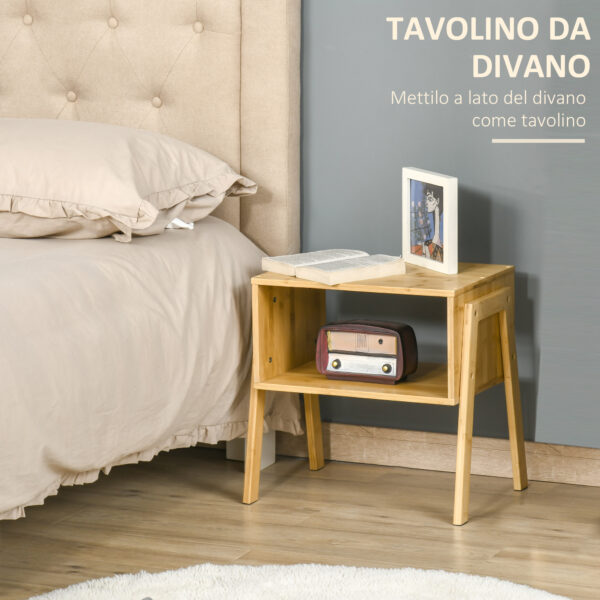 Comodino Multiuso Tavolino da Divano in Bambù, Design Aperto, 43x32.5x42cm