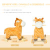 Dondolo a Forma di Giraffa con Ruote per Bambini 3-6 Anni  - Giallo