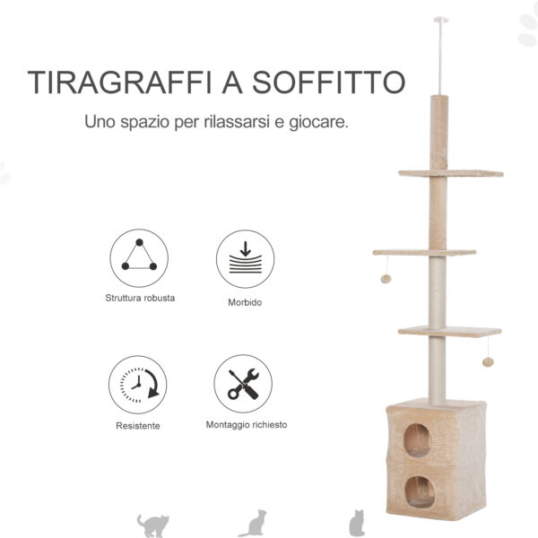 Tiragraffi a Soffitto Multilivello 210-240cm con Corde in Juta Giallo