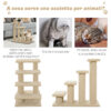 Scaletta per Animali Domestici con 4 Gradini e Morbido Rivestimento Beige