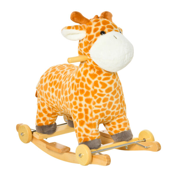 Dondolo a Forma di Giraffa con Ruote per Bambini 3-6 Anni  - Giallo