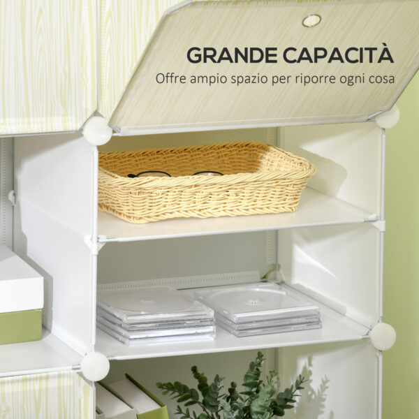 Mobile Scarpiera Modulare Salvaspazio, 12 Cubi in Plastica PP e Acciaio, 125x32x125 cm