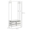 Stand Appendiabiti con Scarpiera a 4 Cesti e 8 Ganci, in Acciaio e Plastica, 63x37x153 cm, Bianco