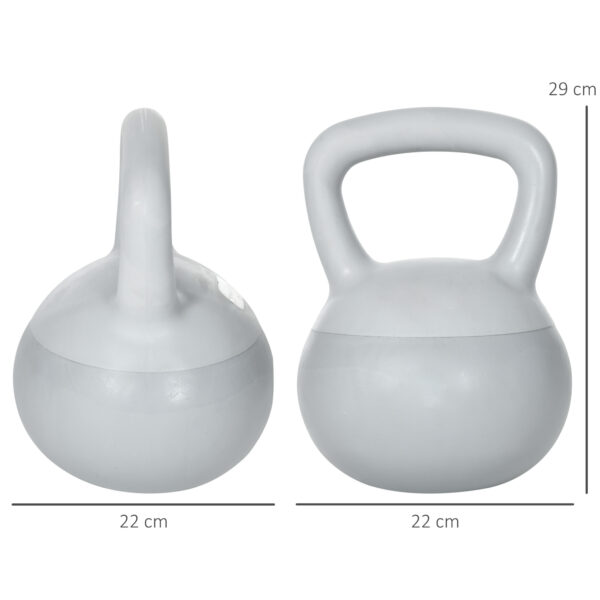 Kettlebell 10kg in PVC e Sabbia Metallica per Allenamento Spalle e Bicipiti, 22x22x29 cm, Grigio