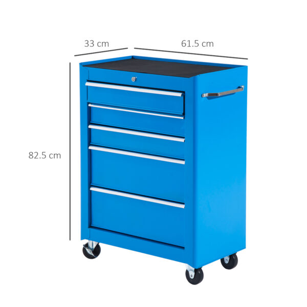 Carrello Porta Utensili da Officina con Cassettiera Azzurro 61.5 x 33 x 85cm