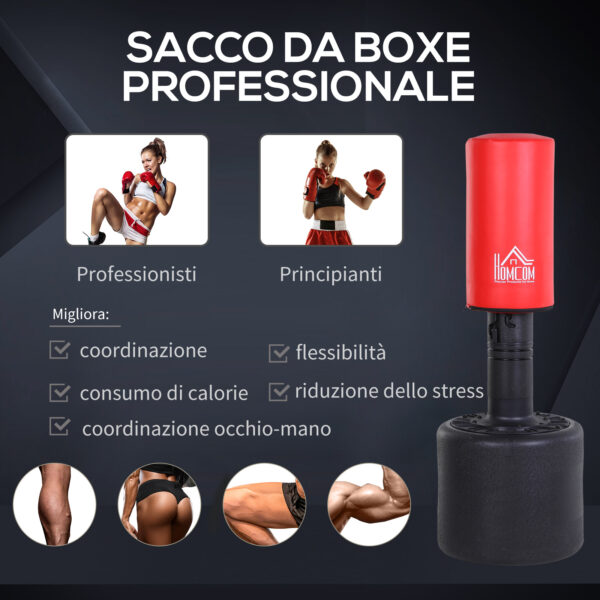 Sacco Boxe da Terra Altezza Regolabile 145-172cm con Base Riempibile