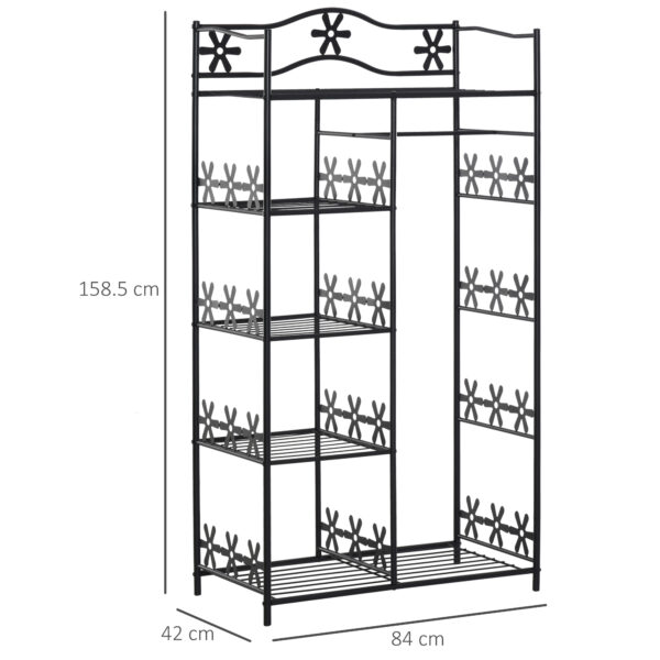 Armadio Guardaroba Appendiabiti in Ferro, Nero, 84x42x159cm