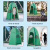 Tenda Doccia da Campeggio con Borsa per Trasporto e Tasca Portaoggetti 122x122x213cm, Verde