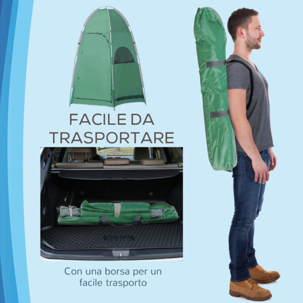 Tenda Doccia da Campeggio con Borsa per Trasporto e Tasca Portaoggetti 122x122x213cm, Verde