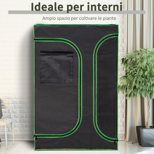 Serra Idroponica Serre Agricole Tessuto Riflettente e Prese d'Aria 90x60x135cm Nero