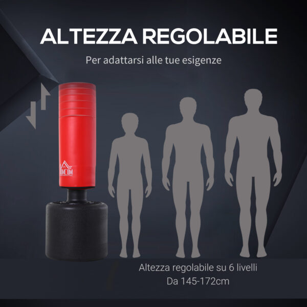 Sacco Boxe da Terra Altezza Regolabile 145-172cm con Base Riempibile