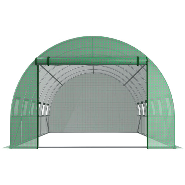 Telo per Serra in PE con 12 Finestre, Porta Avvolgibile e Bordi Interrati, 6x3x2 m, Verde