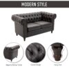 Divano Chesterfield Due Posti Trapuntato in Ecopelle Marrone Scuro 160 x 84 x 80 cm