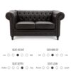 Divano Chesterfield Due Posti Trapuntato in Ecopelle Marrone Scuro 160 x 84 x 80 cm