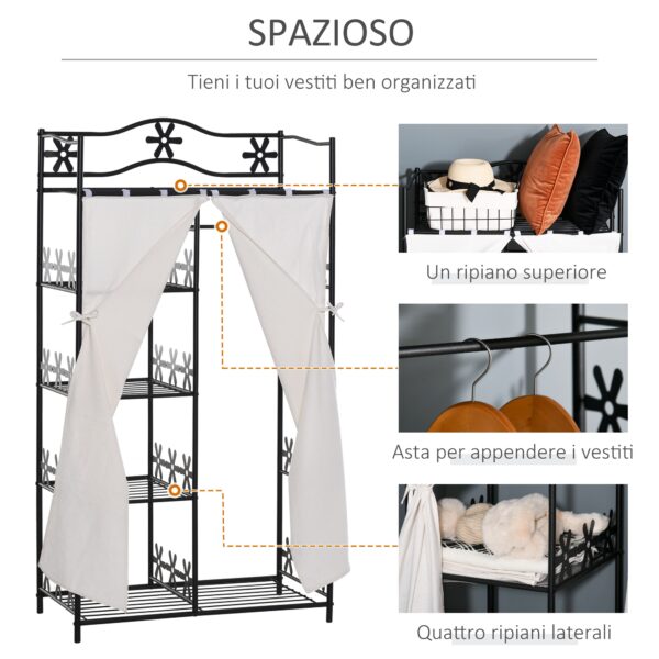 Armadio Guardaroba Appendiabiti in Ferro, Nero, 84x42x159cm