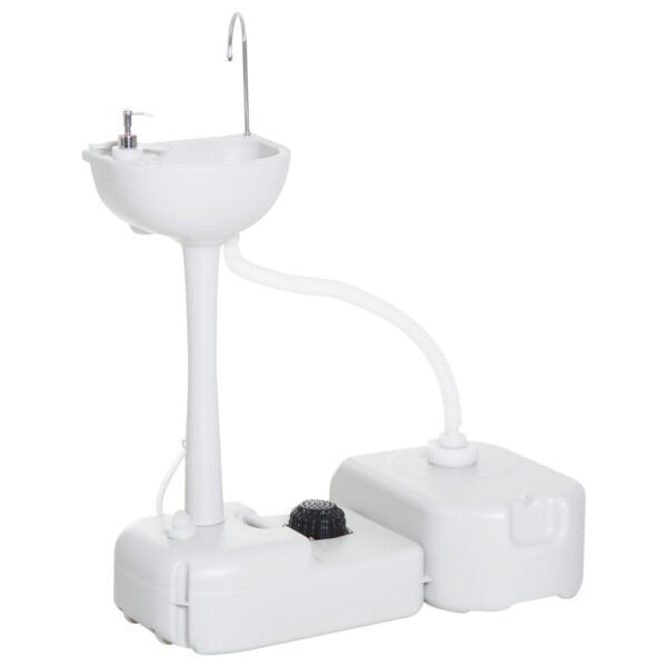 Lavabo Portatile da Campeggio con 2 Ruote, Serbatoio Acqua 17L, cisterna di Scarico 24L e Serbatoio Sapone 3.5L