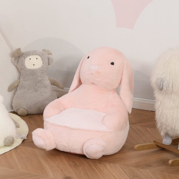 Poltroncina per Bambini Forma Coniglio in Peluche Base Antiscivolo Rosa