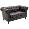 Divano Chesterfield Due Posti Trapuntato in Ecopelle Marrone Scuro 160 x 84 x 80 cm