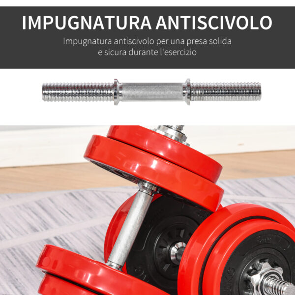 Set pesi da 20kg in dotazione 1 Bilanciere e 2 Manubri , Dischi con Rivestimento in Plastica Antigraffio, Rosso