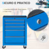 Carrello Porta Utensili da Officina con Cassettiera Azzurro 61.5 x 33 x 85cm