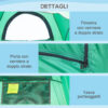 Tenda Doccia da Campeggio con Borsa per Trasporto e Tasca Portaoggetti 122x122x213cm, Verde