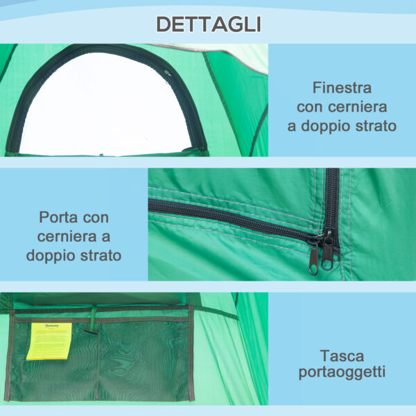 Tenda Doccia da Campeggio con Borsa per Trasporto e Tasca Portaoggetti 122x122x213cm, Verde