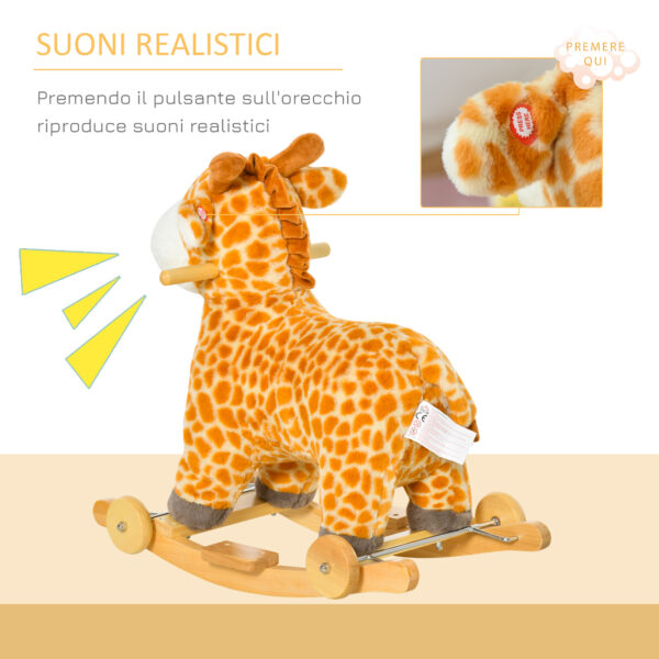 Dondolo a Forma di Giraffa con Ruote per Bambini 3-6 Anni  - Giallo