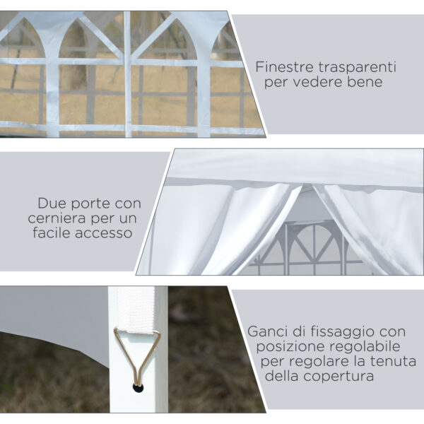 Gazebo 3x3 m Pieghevole e Impermeabile con Pannelli Laterali, in Acciaio e tessuto Oxford, Bianco