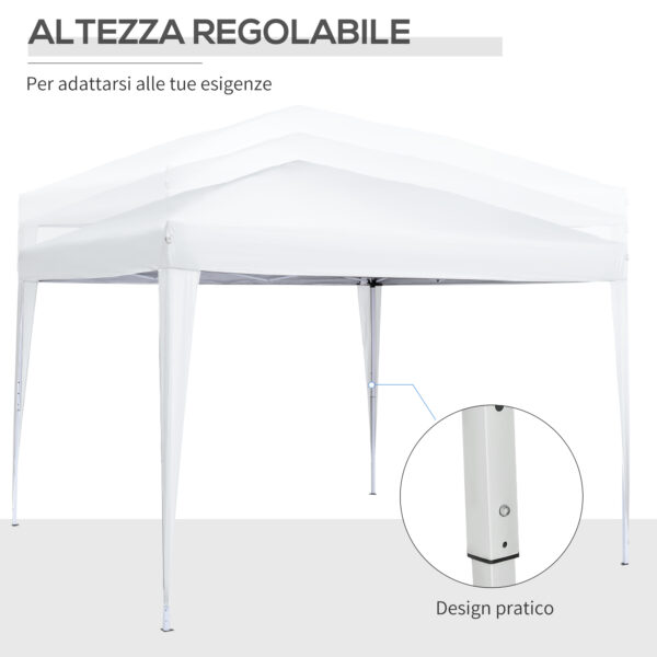 Gazebo 3x3 m Pieghevole e Impermeabile con Pannelli Laterali, in Acciaio e tessuto Oxford, Bianco