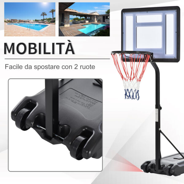 Canestro Portatile per Bambini Altezza Regolabile 160-180cm e Base Riempibile