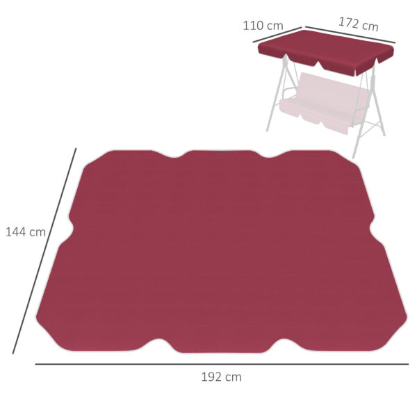 Tettuccio di Ricambio per Dondolo in Poliestere con Protezione UV50+, 192x144cm, Rosso